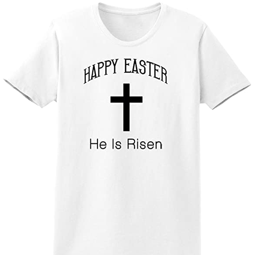 Happy Easter He is Risen Christian Womens T-Shirt