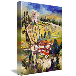 Imagekind Canvas Wall Art Print Decor Entitled Rocca Maggiore Assisi Italy Oil Painting by Ginette Callaway | 24 x 32