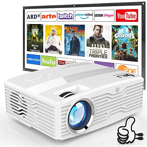 [Native 1080P Projector] DR. J Professional 6800Lumens LCD Projector Full HD Projector Max 300" Display, Compatible with TV Stick, HDMI, AV, VGA, PS4, Smartphone for Home Theater, Presentations