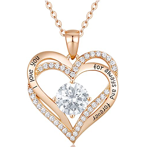Best Necklaces for Christmas Gifts, Sterling Silver Rose Gold Plated Birthstone Pendant