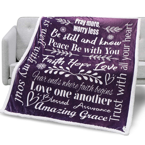 Faith Hope Love Inspirational Message Gift Sherpa Throw Blanket